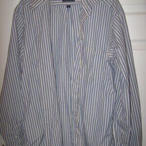Preswick & Moore Blue/White Striped Dress Shirt Men's 16 1/2 36